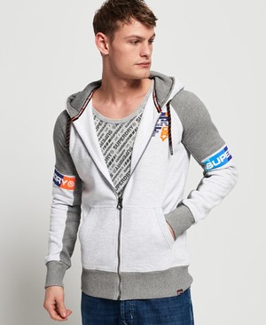 Superdry Super Surf Cipzár Férfi Kapucnis Pulóver Piros/Szürke | ZINQB9164